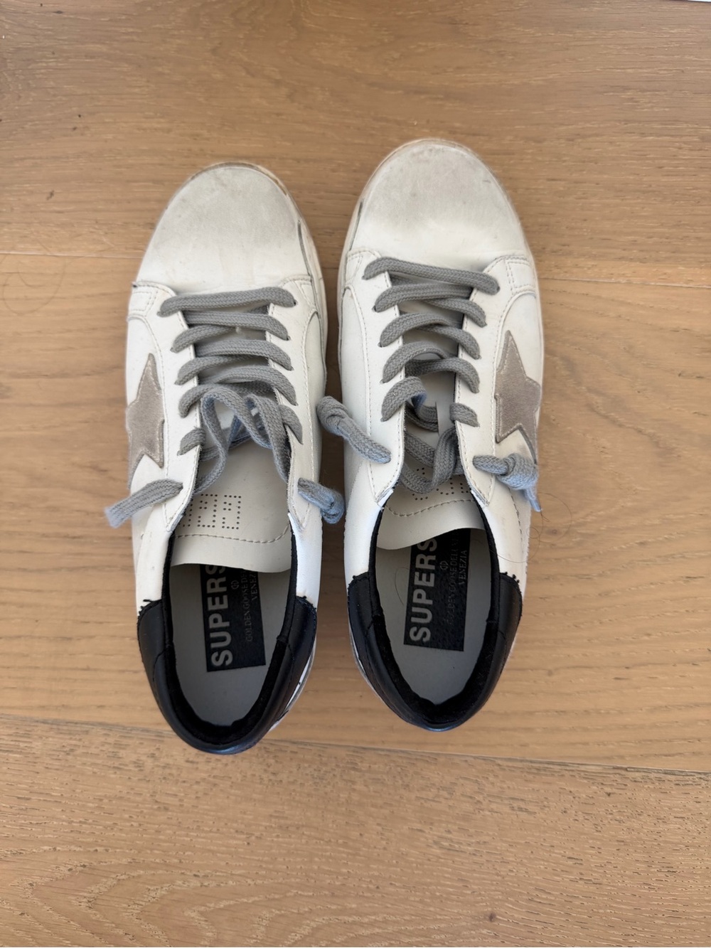 Women’s White & Gray Leather Sneakers
